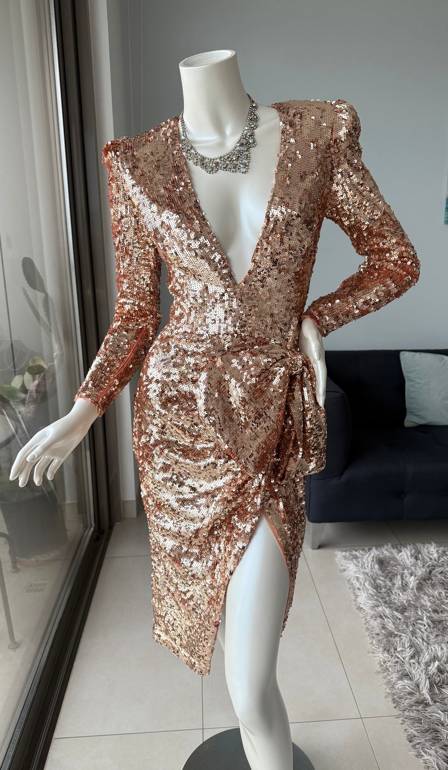 Elisabetta Franchi Gold Sequin Mini Dress