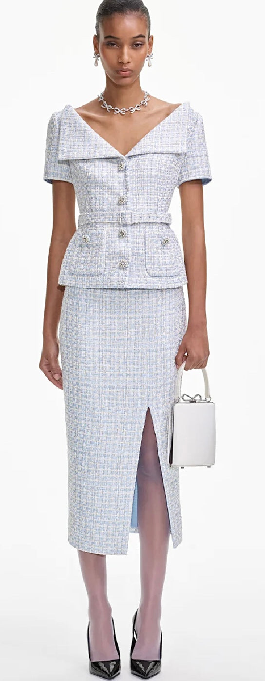 Self-Portrait Bouclé Midi Dress