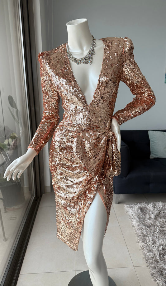 Elisabetta Franchi Gold Sequin Mini Dress
