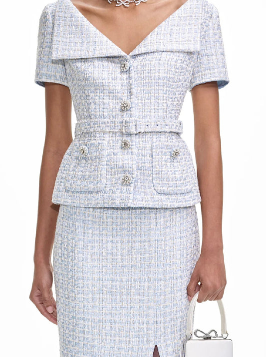Self-Portrait Bouclé Midi Dress